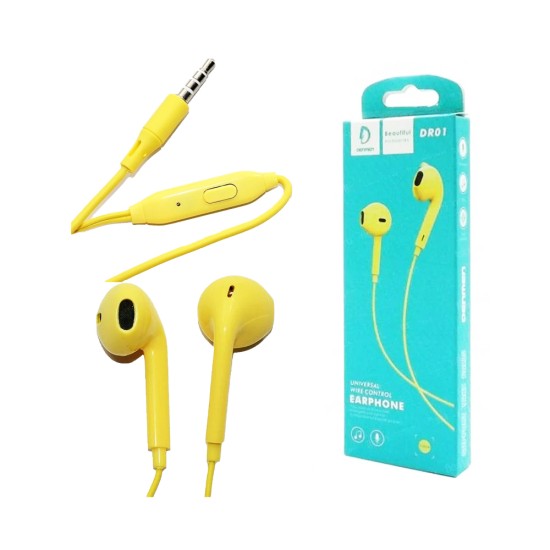 DENMEN WIRE CONTROL EARPHONES DR01 YELLOW